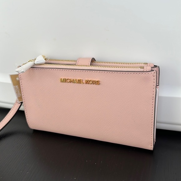 Michael Kors Jet Set double zip wallet phone case wristlet - Picture 2 of 9